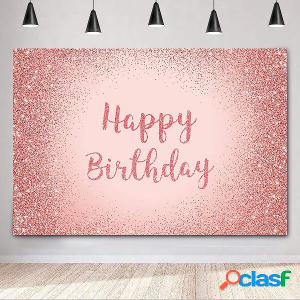 Birthday Photography Background Pink Gold Glitter Backdrop