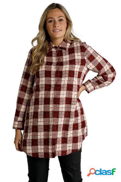 Blusa a quadri con colletto da camicia, maniche lunghe e