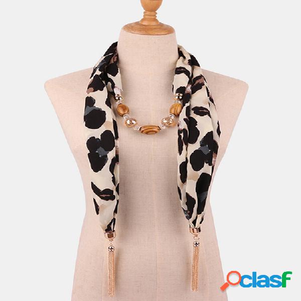 Bohemian Chiffon Multi-layer Necklace Big Leopard Print