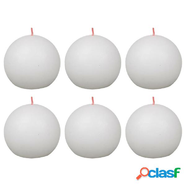 Bolsius Candele a Sfera Shine Rustiche 6 pz 76x190 mm Bianco