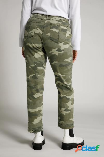 Boyfriend jeans con camouflage e stone washing, Donna,