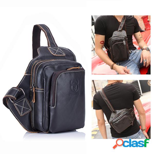 Bullcaptain® Men Genuine Leather Sling Bag Business Casual