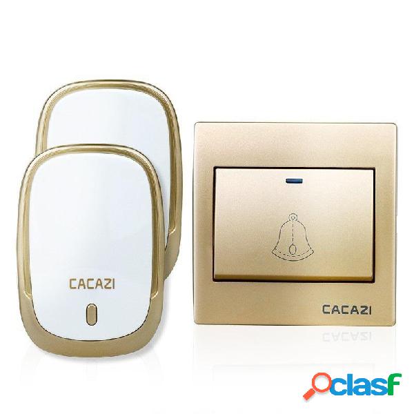 CACAZI AC110-220V Wireless Doorbell Waterproof 1 Button+2