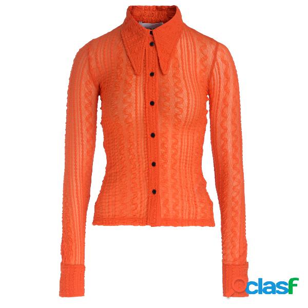 Camicia Ganni in jersey elasticizzato arancione
