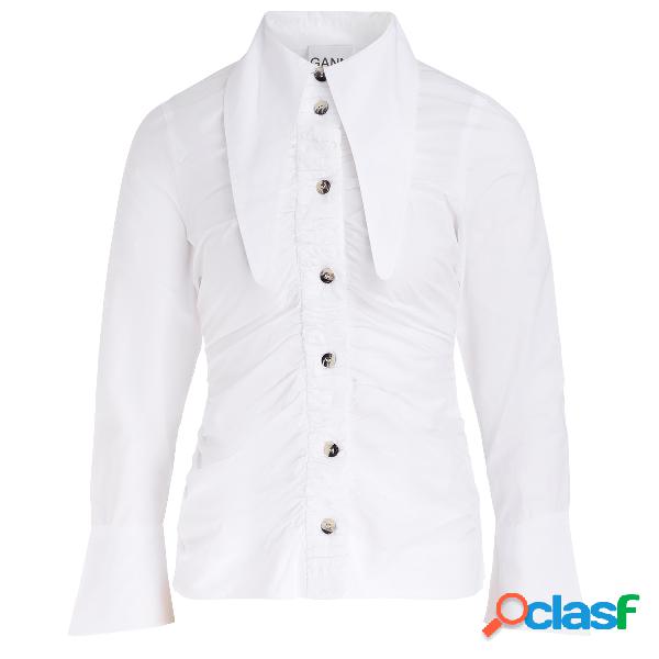 Camicia Ganni in popeline di cotone bianco