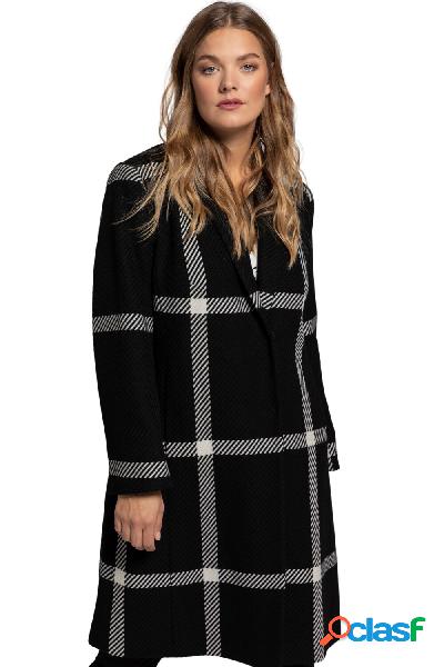 Cappotto di misto lana, design a quadri, colletto a scialle,