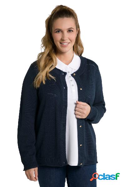 Cardigan a punto ajour con scollo a girocollo e bottoni di