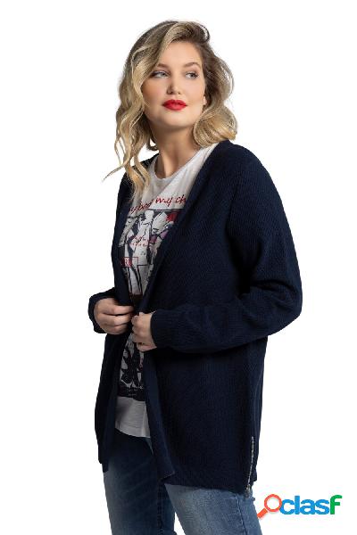 Cardigan dal design aperto con zip laterali e lavorazione,