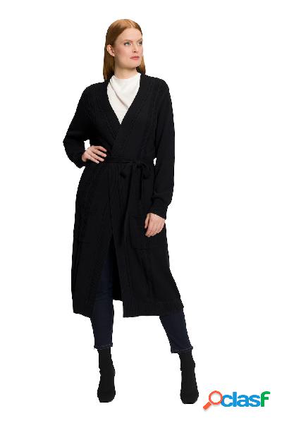 Cardigan lungo, Donna, Nero, Taglia: 60/62, Viscosa/Fibre
