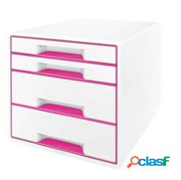 Cassettiera 4 cassetti bianco-rosa leitz cube (unit vendita