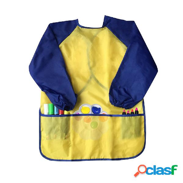 Children Waterproof Artist Painting Aprons Long Sleeve with