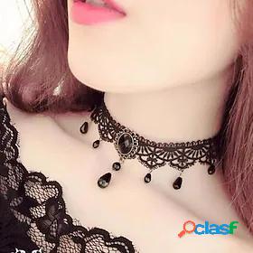 Choker Necklace Womens Tassel Fringe Lace Resin Drop Ladies