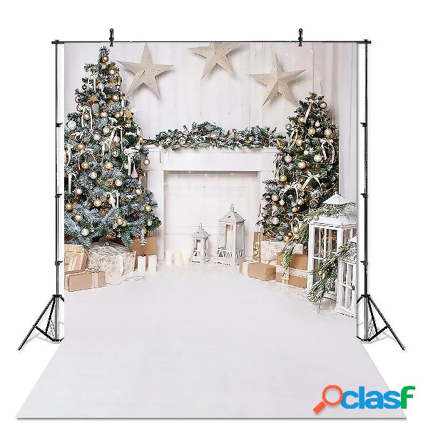 Christmas Photography Backdrops White Fireplace Wood Floor