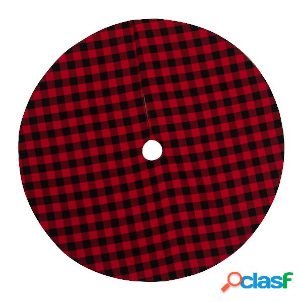 Christmas Tree Skirt Non Woven Fabric Black And Red Plaid