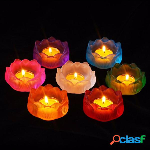 Color Lotus Diwali Glass Candle Holders Buddhism Religious