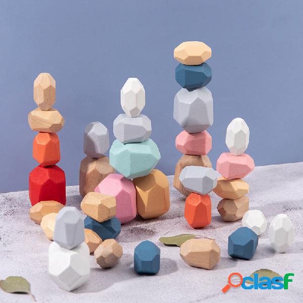 Colorful Long Wooden Colorful Stones Building Block