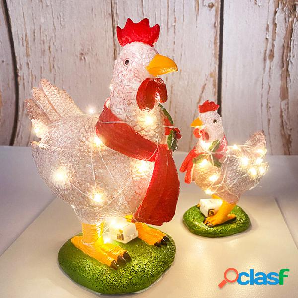 Creative 3D Light Up Chicken with Scarf Lawn Ornament with
