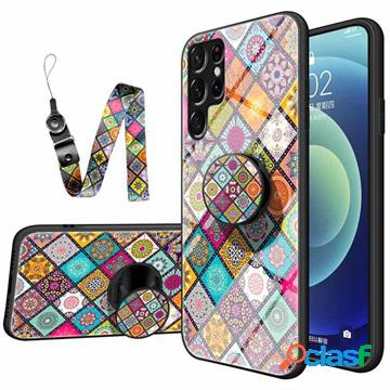 Custodia Ibrida Checkered Pattern per Samsung Galaxy S22
