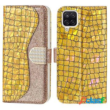 Custodia a Portafoglio Croco Bling per Samsung Galaxy A12 -