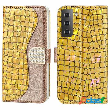 Custodia a Portafoglio Croco Bling per Samsung Galaxy S22 5G