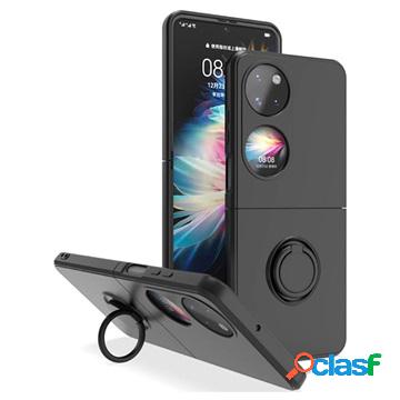 Custodia con Supporto ad Anello per Huawei P50 Pocket - Nera