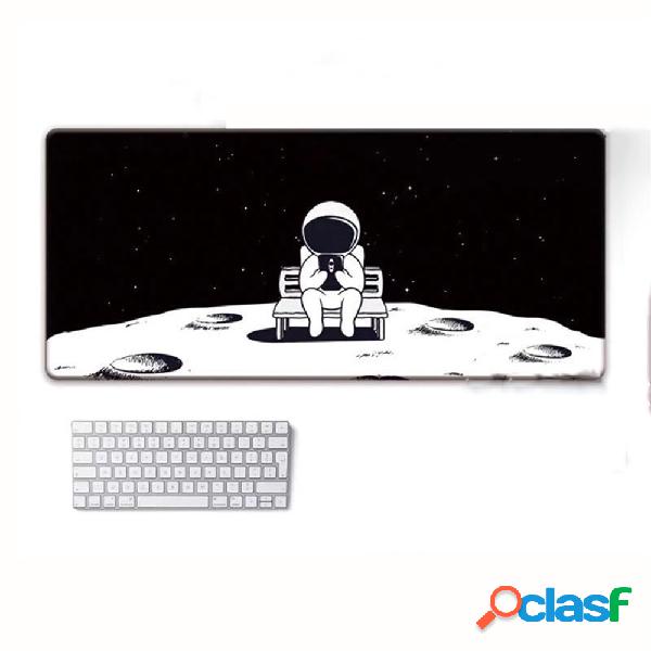 Cute Astronaut Pattern Mouse Pad Black and White Gaming
