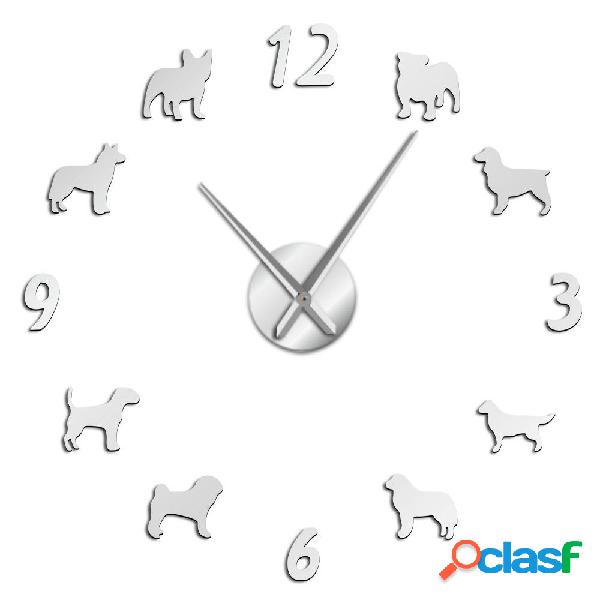 Different Dog Breeds Large Wall Clock Dog Lovers Pet Owners