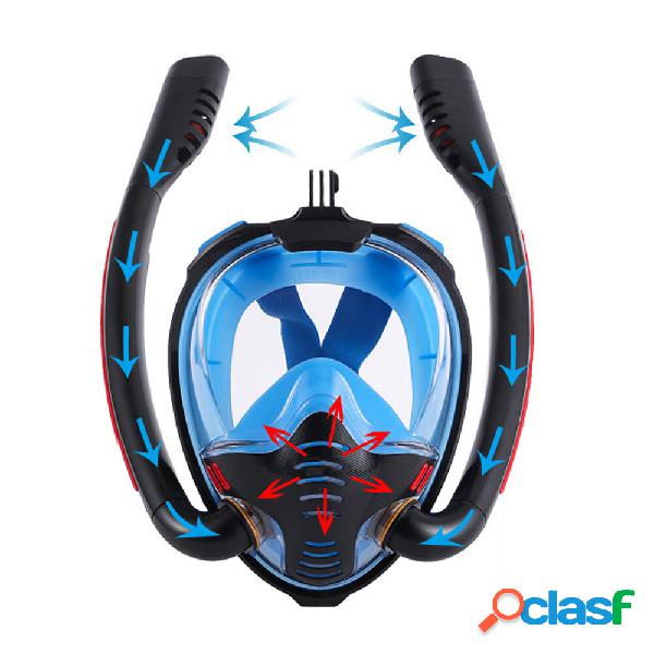Double Tube Snorkeling Mask Silicone Full Dry Diving Mask