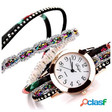 Duoya Fancy Series Circle Quartz Watch for Women - Black
