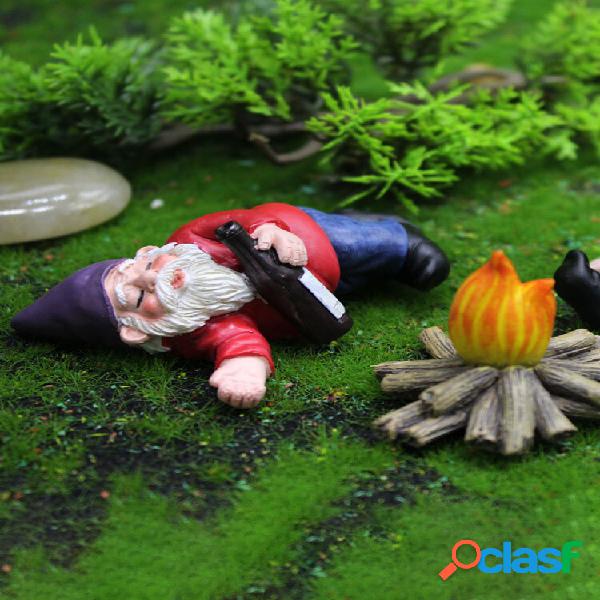 Dwarfs Funny Miniatures Fairy Garden Peeing Drunk Gnome Elf