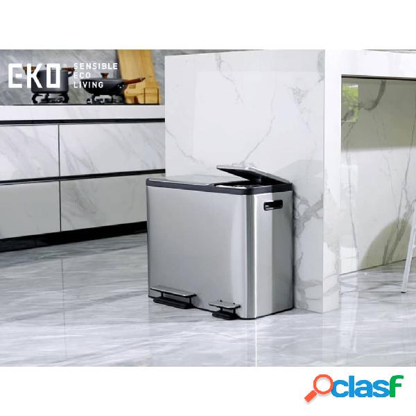 EKO Pattumiera a Pedale EcoCasa 30 L+15 L Argento Opaco