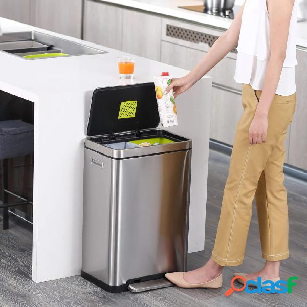 EKO Pattumiera a Pedale X-Cube 2x20 L Argento Opaco