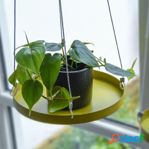 Esschert Design Vassoio Sospeso per Piante Rotondo Dorato L
