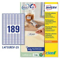 Etichetta adesiva L4731REV - rimovibile - adatta a stampanti