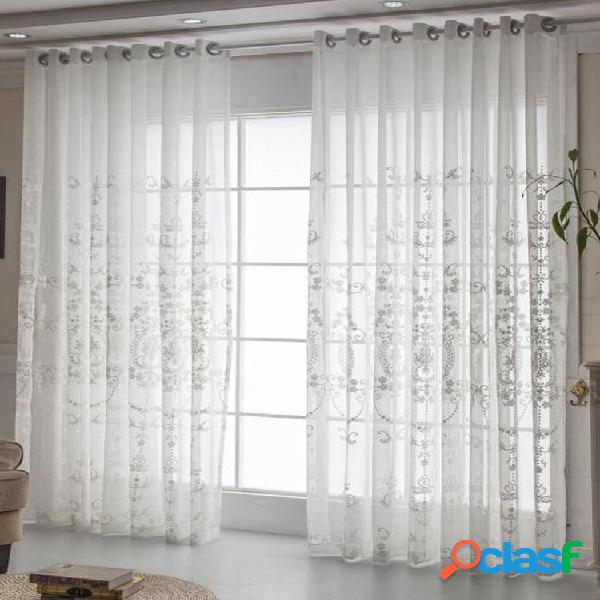 European-style Embroidery White Gauze Window Curtains