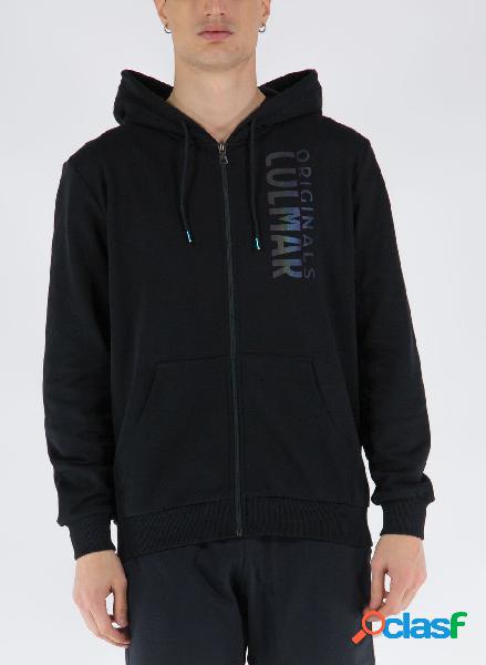 FELPA FULL ZIP CON CAPPUCCIO STAMPA REFLECTIVE