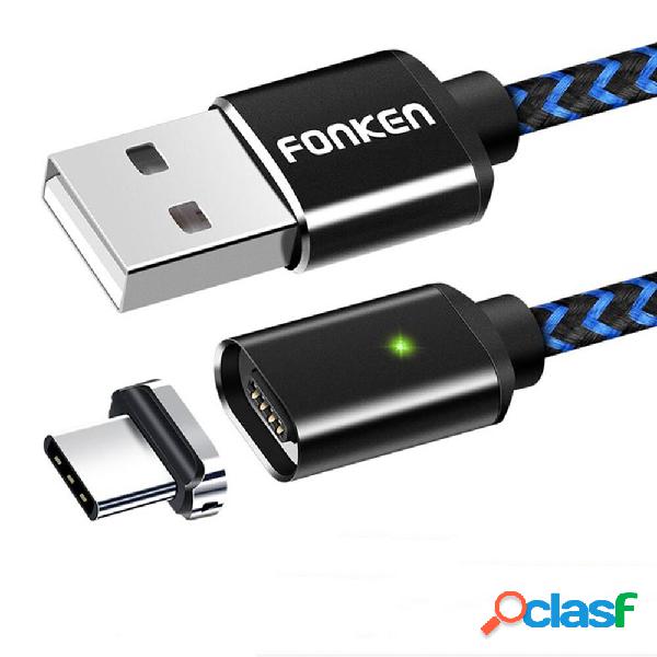 FENKON 2.4A Micro USB Type C Magnetic Nylon Braided Fast