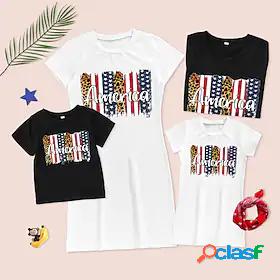 Family Look American National Day Dresses T shirt Tops