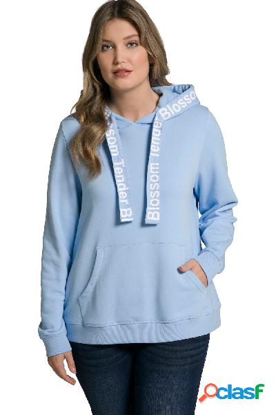 Felpa con cappuccio, fascia con scritte e maniche lunghe,