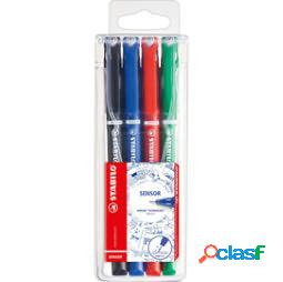 Fineliner Stabilo Sensor - tratto 0,3mm - 4 colori assortiti