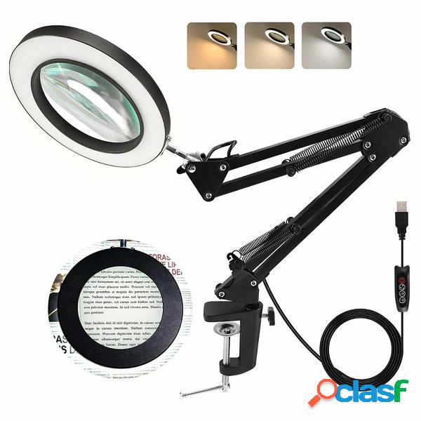 Flexible Arm 10X LED Magnifying Glass Stepless Dimmable 3
