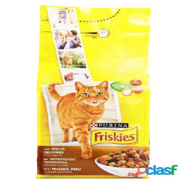 Friskies Cat Adult con un gustoso mix di Pollo e Tacchino e
