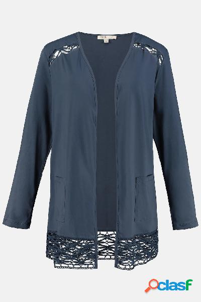 Giacca di jersey, design aperto, dettagli di pizzo, cotone