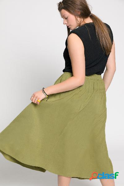 Gonna maxi in misto lino con abbottonatura e cintura