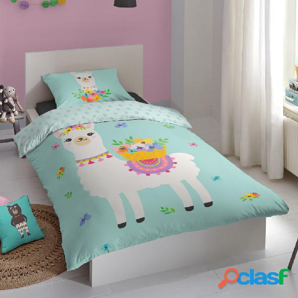 Good Morning Copripiumino per Bambini Llama 135x200 cm Menta