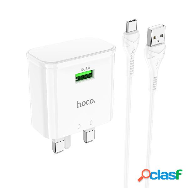 HOCO C92B QC3.0 18W UK Plug Fast Charging Charger with