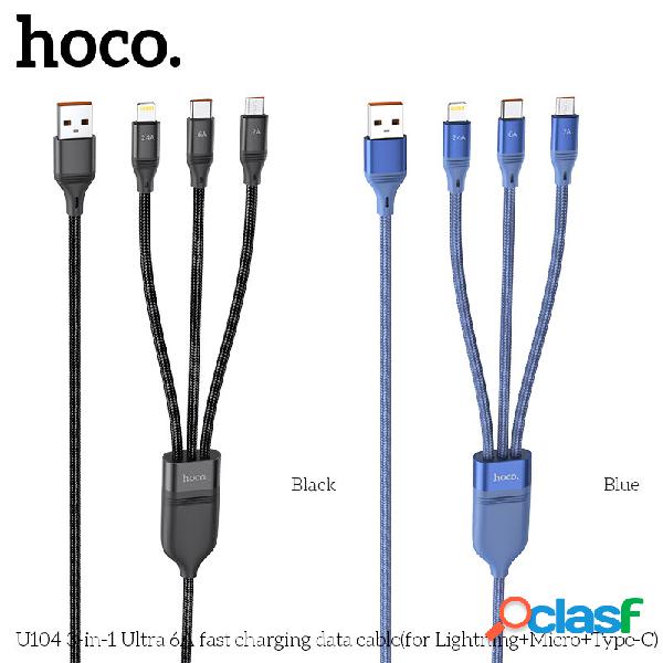 HOCO U104 1.2M (iP+Micro+Type-C) 3 in 1 Fast Charging Data