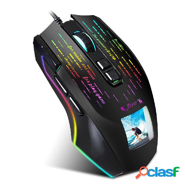HXSJ J500 Wired Gaming Mouse USB RGB Game Mouse with Display