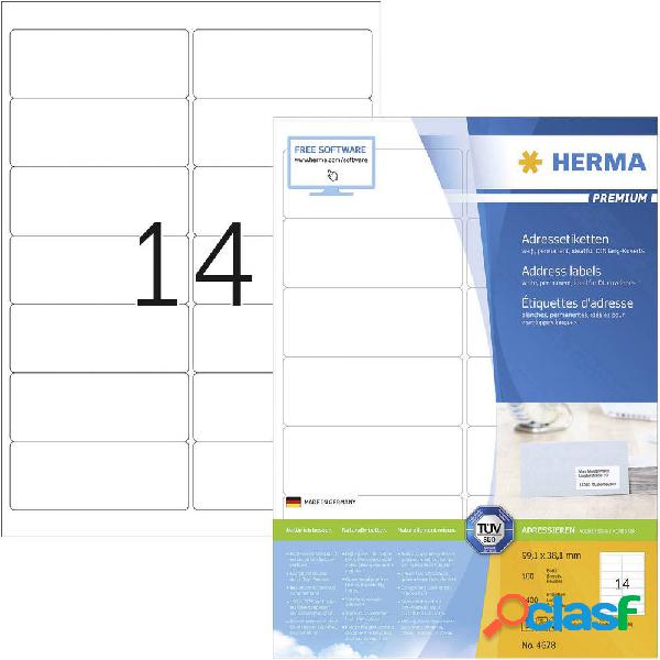 Herma 4678 Etichette 99.1 x 38.1 mm Carta Bianco 1400 pz.