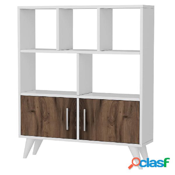 Homemania Libreria Ducky 90x22x105 cm Bianca e Noce
